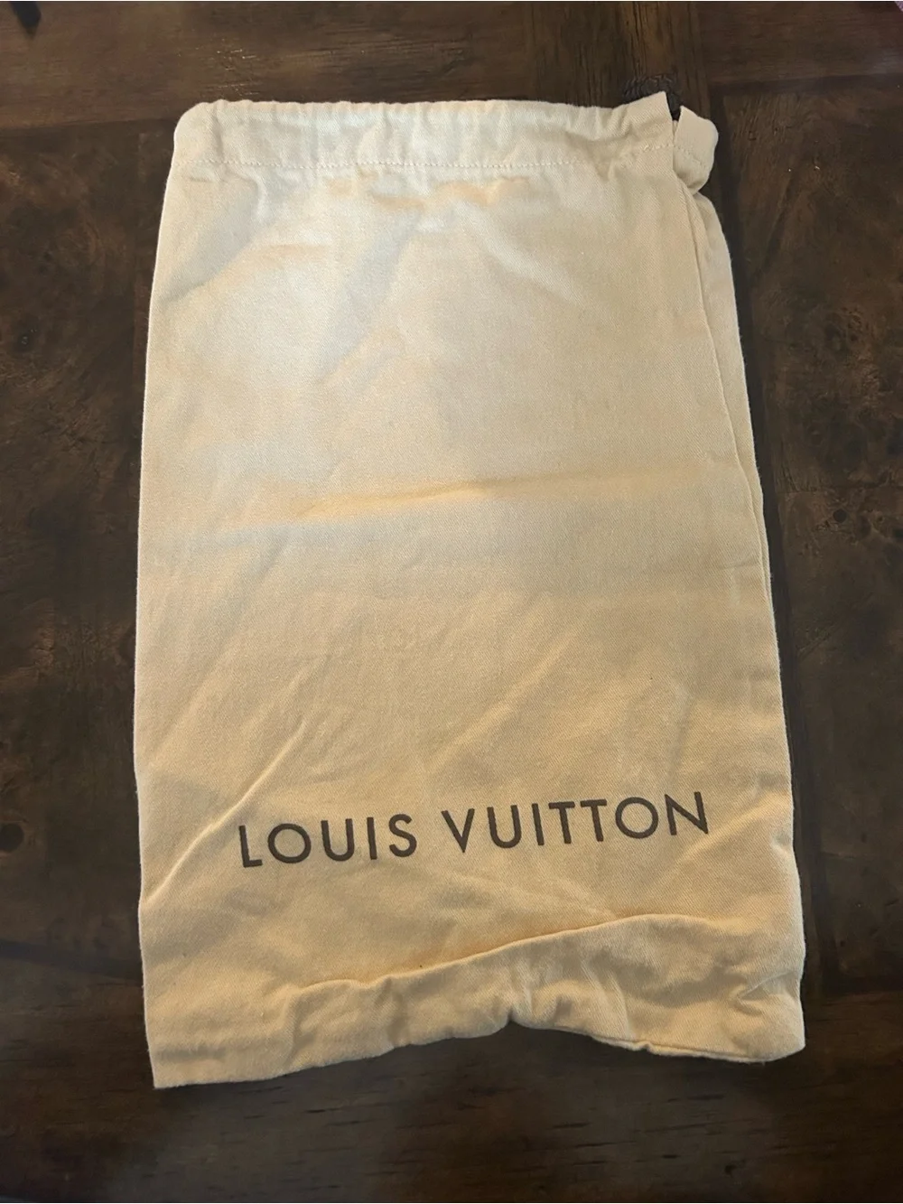 Louis Vuitton Cream Dust Bag with Brown Logo